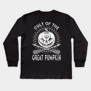 Cult of the Great Pumpkin Crossed Brooms Kids Long Sleeve T-Shirt